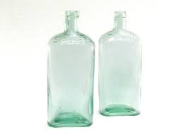 Antique Glass Bottles Aqua Green