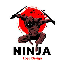 free hand drawn red ninja logo template