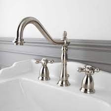 Victorian spout widespread bathroom sink faucet cross handles polished chrome. Victorian Widespreace Bathroom Faucet Metal Cross Handles