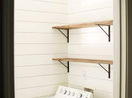 install diy stained wood shelves