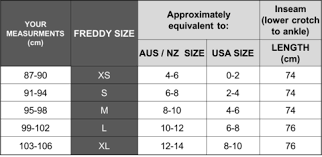 Size Chart Freddy Ksa