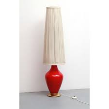 Vintage Floor Lamp In Red Glass 1950