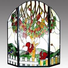 stained glass fireplace screens glass