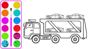 Xe ô tô chở xe con cho bé vẽ | Dạy bé vẽ | Dạy bé tô màu | Car carrier  Truck Drawing and Coloring - YouTube