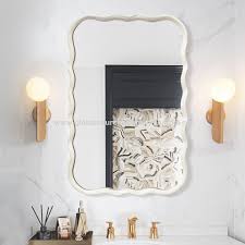 White Wooden Lace Mirrors For Bathroom