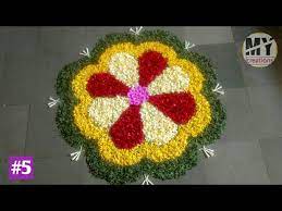 circle rangoli by using flowers