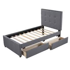 Urtr 76 In Gray Twin Size Platform Bed