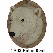 polar bear head intarsia wood wall art