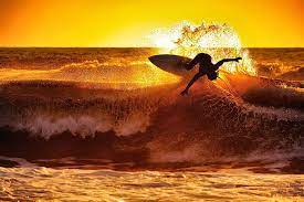 hd wallpaper waves sunset surfing