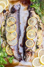 lemon herb baked trout recipe momsdish