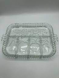 Vintage Clear Glass Lap Tray 5 Section
