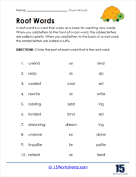 root words worksheets 15 worksheets com