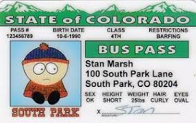 Click on the office location on the map below and click the link next to wait times to see wait times for that office. South Park Kid Stan Marsh Colorado Buss Pass Id Card Novelty Drivers License Ebay
