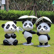 Fiberglass Panda Garden Ornament Statue