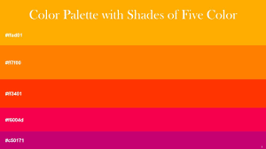 color palette with five shade yellow