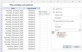 weekday formula in excel to get day of