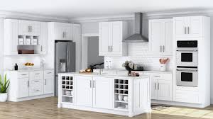 White shaker cabinets with white countertops and white ceramic tile backsplash. Shaker White Coordinating Cabinet Hardware Kitchen The Home Depot