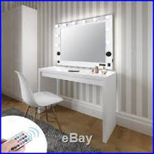 Large Hollywood Bluetooth Vanity Makeup Mirror Led Light Tabletop Wall Mounted White Vanity Makeup