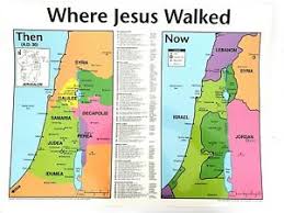 Details About Where Jesus Walked Laminated Wall Chart Birth Baptism Israel Jerusalem Bible