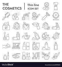 cosmetics thin line icon set makeup