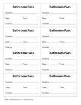 Bathroom Pass 8 Per Sheet Bathroom Pass School Bathroom