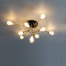 Large Gold And Black Ceiling Light With