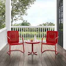 Red Retro Metal Patio Chair Bistro Set