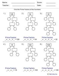 Printable Prime Factor Tree Worksheets Infocap Ltd