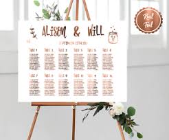 Details About Custom Seating Plan For Wedding Copper Foil Garden Party Seating Chart Print