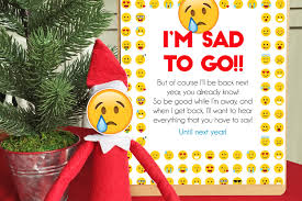 The best elf idea of 2020! Elf On The Shelf Emoji Departure Letter Printable Mask Goodbye Idea