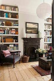Bookshelves On Either Side Of Fireplace