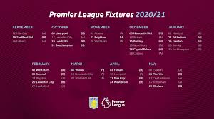 The fixture list for the entire season has been revealed, with the reds starting their campaign at home against crystal palace. Aston Villa Fixture 20 21 Premier League Fixtures Premier League Aston Villa