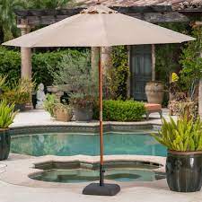 Noble House Bahulu Outdoor 66lb Plastic And Concrete Wicker Print Umbrella Base 300418