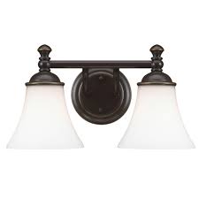 Best bathroom fans for your home 1:33. Hampton Bay Crawley 2 Light Oil Rubbed Bronze Vanity Light With White Glass Shades Ad065 W2 The Home Depot