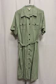 Appleseeds Vintage Green Button Down Dress Womens Size 16