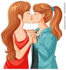 ian couple kissing cartoon isolated
