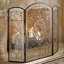stained glass fireplace screen glass