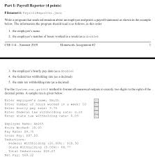 Solved Part I Payroll Reporter 4 Points Filename S P