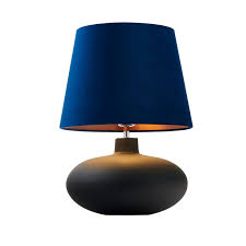 Floor Lamp Sawa Velvet Navy Blue Copper