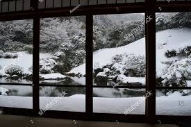 Beautiful Snowy Japanese Zen Garden