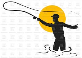 Fly Fishing Silhouette Of Fisherman Stock Vector Image