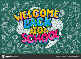 Welcome Back School Lettering Pop Art Style Green Blackboard