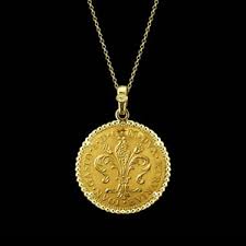 gold floine coin necklace pendant