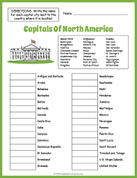 north america geography worksheet