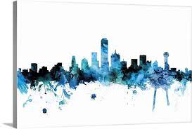 dallas texas skyline large solid faced canvas wall art print great big canvas