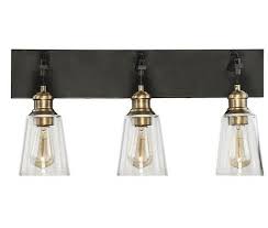 25 In 3 Light Bronze And Antique Pewter Vanity Light With Clear Glass Shades For Sale Online