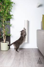 Tall Cat Wall Scratching Post Wood And