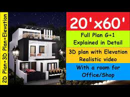 Elevation 20x60 House Plan 3d