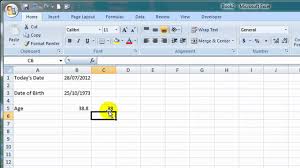 how to calculate age in excel from a