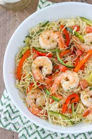 Spaghetti With Shrimp And Vegetables gambar png